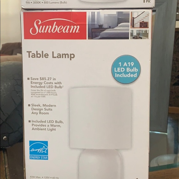 Sunbeam Table Lamps White With Led Bulb Included - Picture 1 of 4